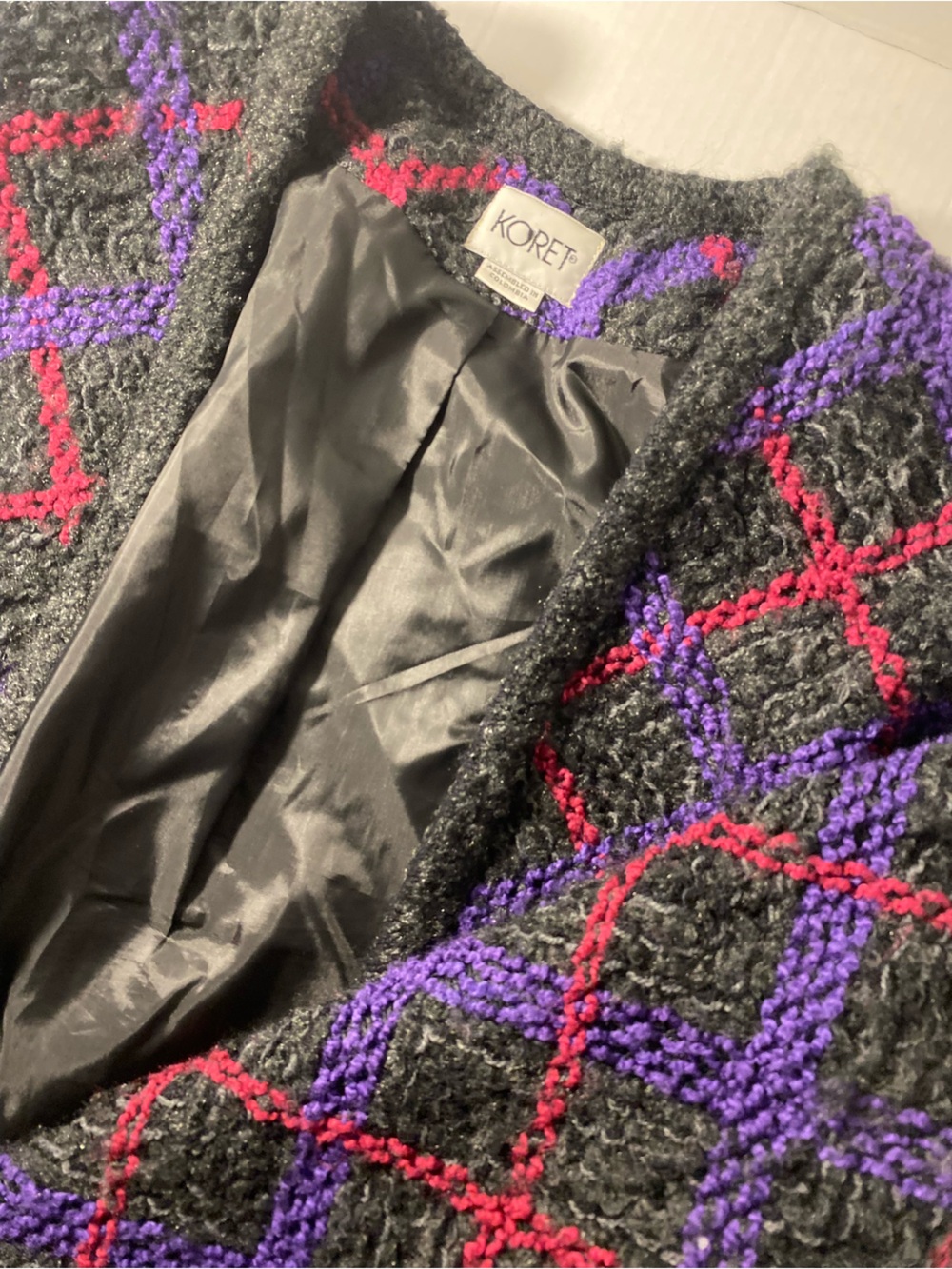 Koret Black Blazer with Purple and Red Argyle Detail Fallwear 26